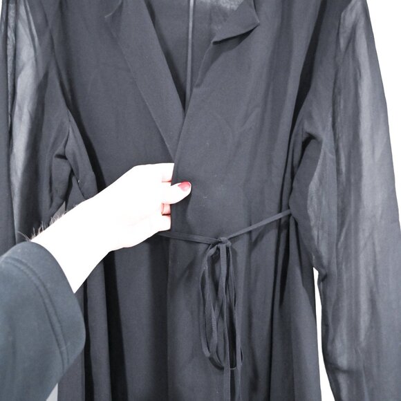 Eileen Fisher Woman 1X Black Tie Waist Long Sheer Blouse Robe - Picture 5 of 9